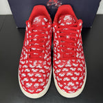 Size 10.5 - Nike Air Force 1 07 QS Low All Over Logo Red